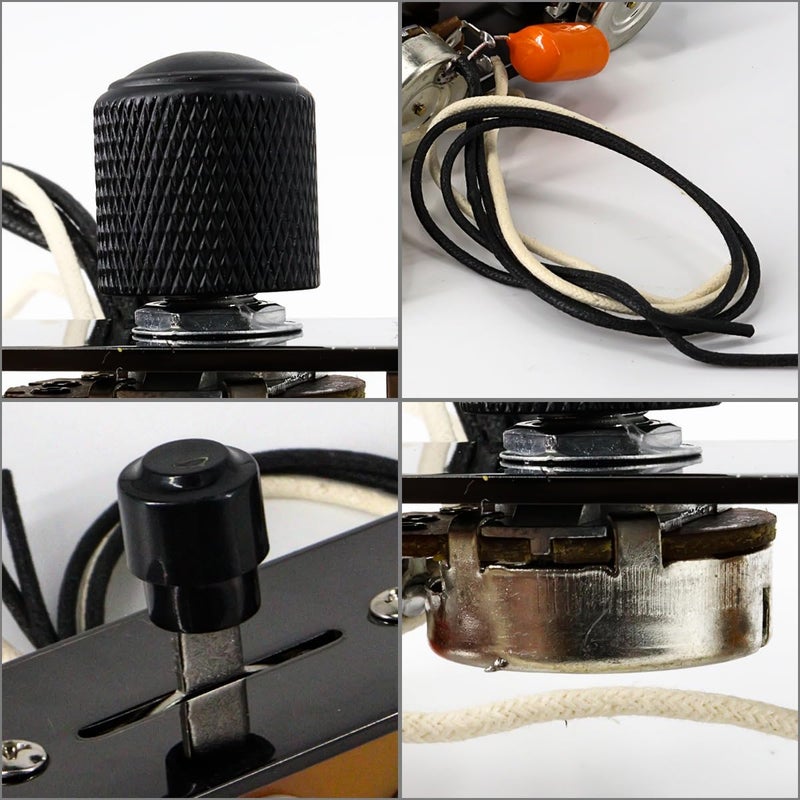 Domofa Fully Loaded Guitar Control Plate Prewired 3-Way Switch 250K Large Potentiometers Knurled Volume Tone Controls Knobs for Tele/Telecaster Electric Guitar Parts Replacement (Black) - Image 3